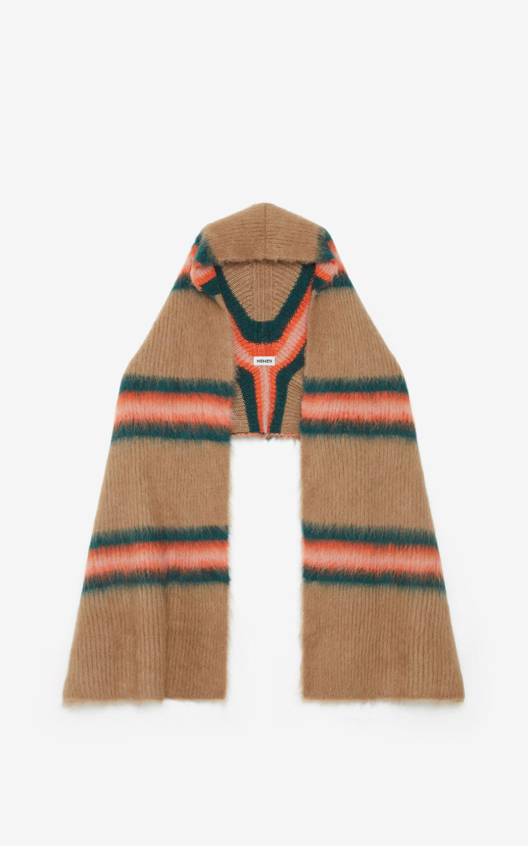 Kenzo Striped alpaca wool マフラー レディース 暗ベージュ - JOVKTS351